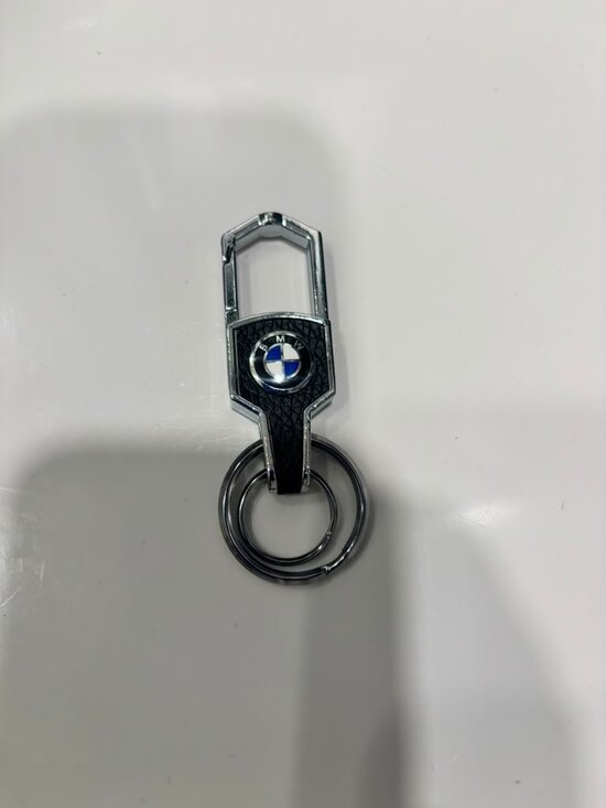 BMW Car Keychain with Carabiner Clip | Dual Key Rings, Black (H)